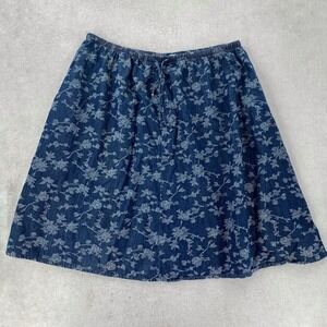 Mainstreet Blues Skirt Womens 32W Petite Mini‎ Printed Floral Pull On Drawstring